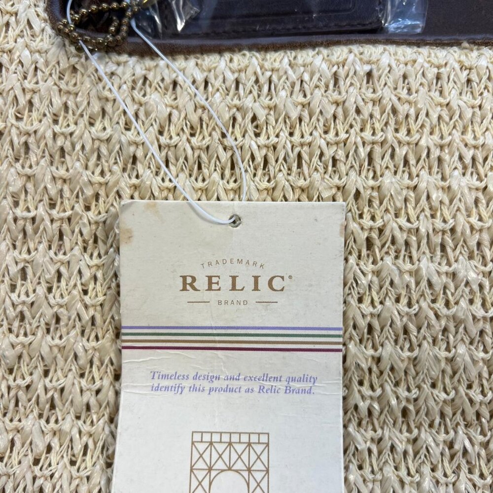 Relic Straw Women's Woven Tote Bag Leather Handles Summer Beach Shoulder Purse - Picture 3 of 4